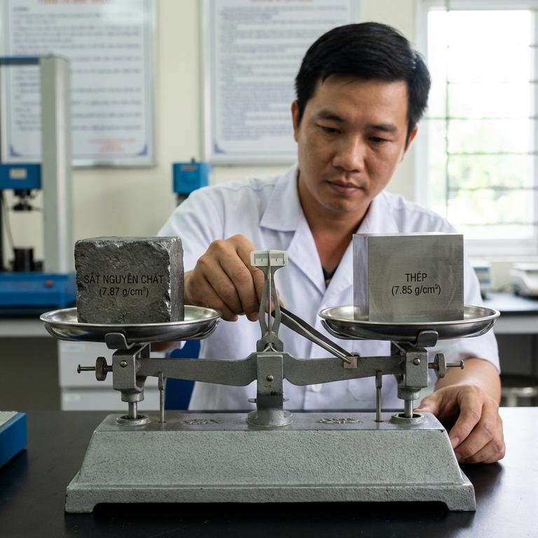 Phân biệt khối lượng riêng giữa sắt nguyên chất và thép thương mại