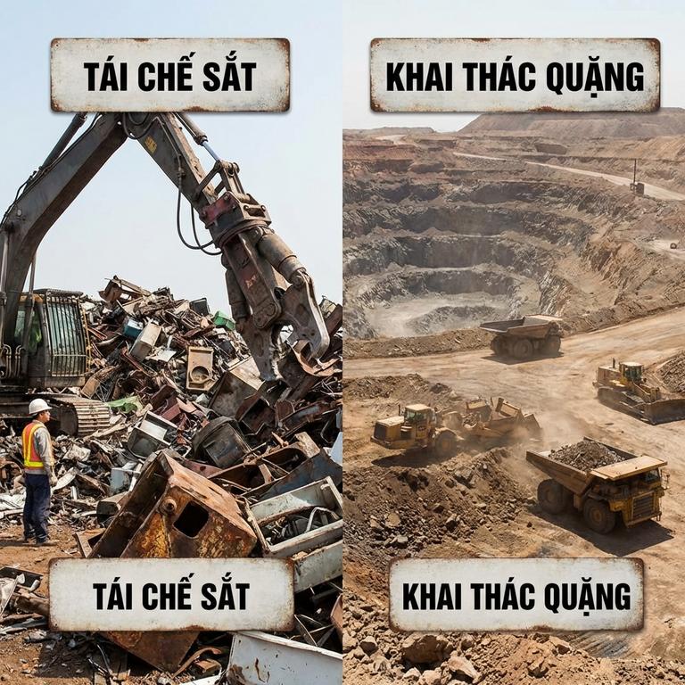 Tái Chế Sắt Giúp Doanh Nghiệp Tối Ưu Chi Phí Nguyên Liệu So Sánh Hiệu Quả Tái Chế Sắt Vụn Với Khai Thác Quặng