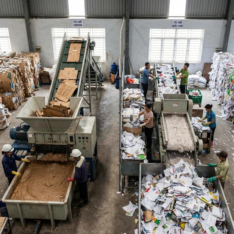 Quy Trình Tái Chế Giấy Tiêu Chuẩn Cho Doanh Nghiệp So Sánh Quy Trình Tái Chế Giấy Carton Và Giấy Vụn