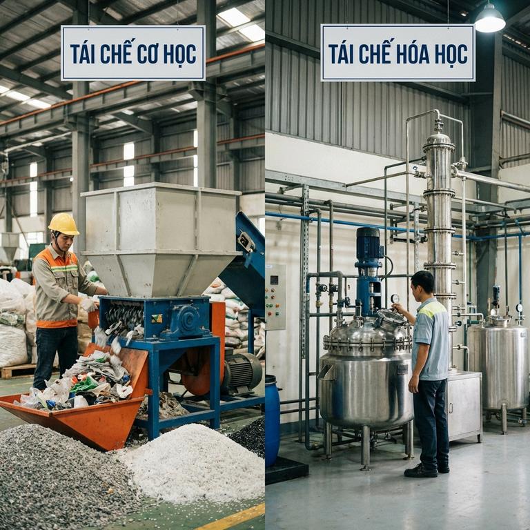 So Sánh Quy Trình Tái Chế Nhựa Cơ Học Và Tái Chế Hóa Học