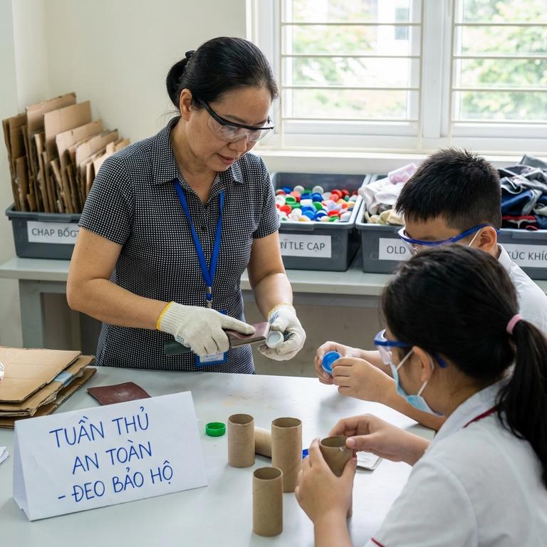 Tiêu chí an toàn và kỹ thuật khi xử lý phế liệu làm đồ dùng học tập
